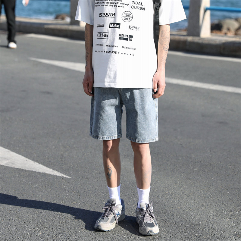 2025夏季新款！宽松直筒牛仔五分短裤809B-BK63-P40控58,男装牛仔裤,星座809B（原星座805）