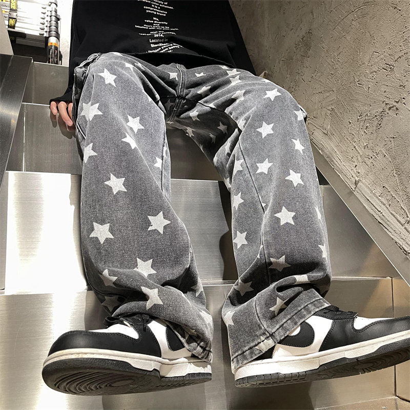 2025春季新款印花工装口袋牛仔裤805-D23-P60控78,男装牛仔裤,星座809B（原星座805）
