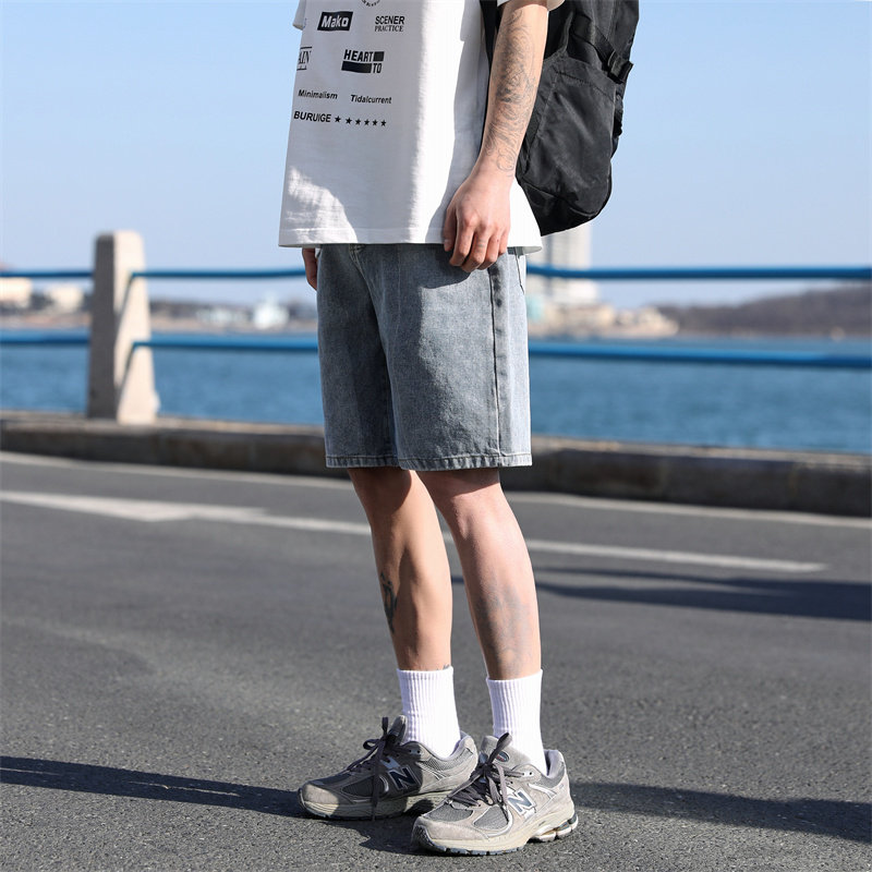 2025夏季新款！宽松直筒牛仔五分短裤809B-BK63-P40控58,男装牛仔裤,星座809B（原星座805）