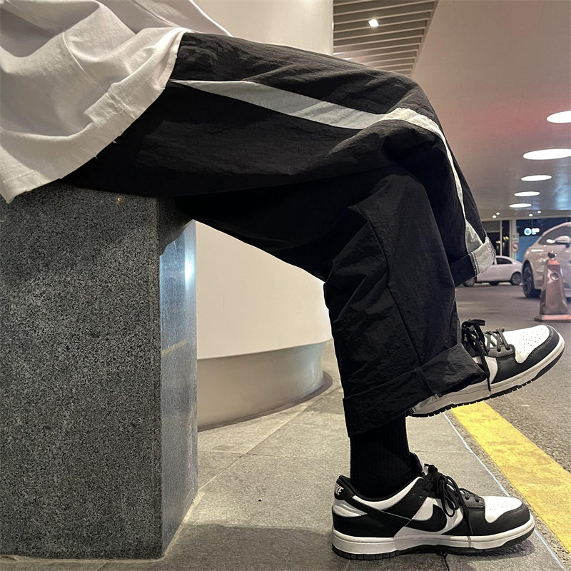 2025春季新款！宽松直筒休闲裤拼色长裤809B-D52-P55控68,男装休闲裤,星座809B（原星座805）