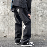 2025春季新款宽松直筒十字架中性牛仔裤XZ805-AE35-P55控68，男装牛仔裤，星座809B（原星座805）