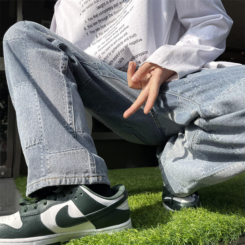 2025春季新款宽松直筒提花工艺牛仔裤805-D27-P55控68，男装牛仔裤，星座809B（原星座805）