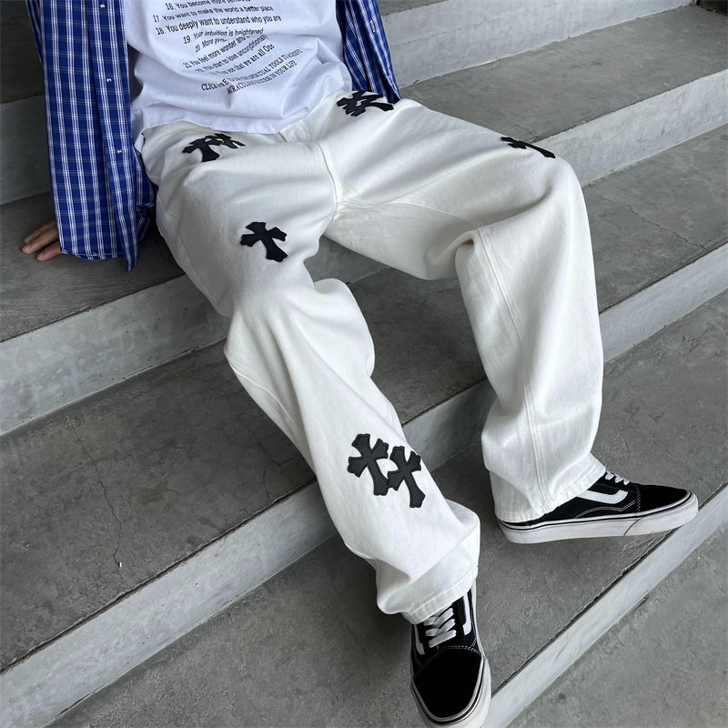 2025春季新款宽松直筒十字架中性牛仔裤XZ805-AE35-P55控68,男装牛仔裤,星座809B（原星座805）