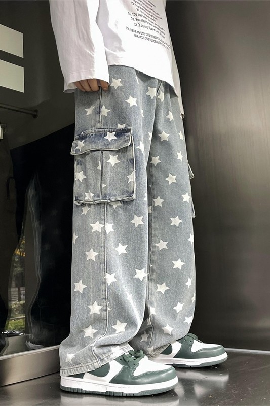 2025春季新款印花工装口袋牛仔裤805-D23-P60控78,男装牛仔裤,星座809B（原星座805）