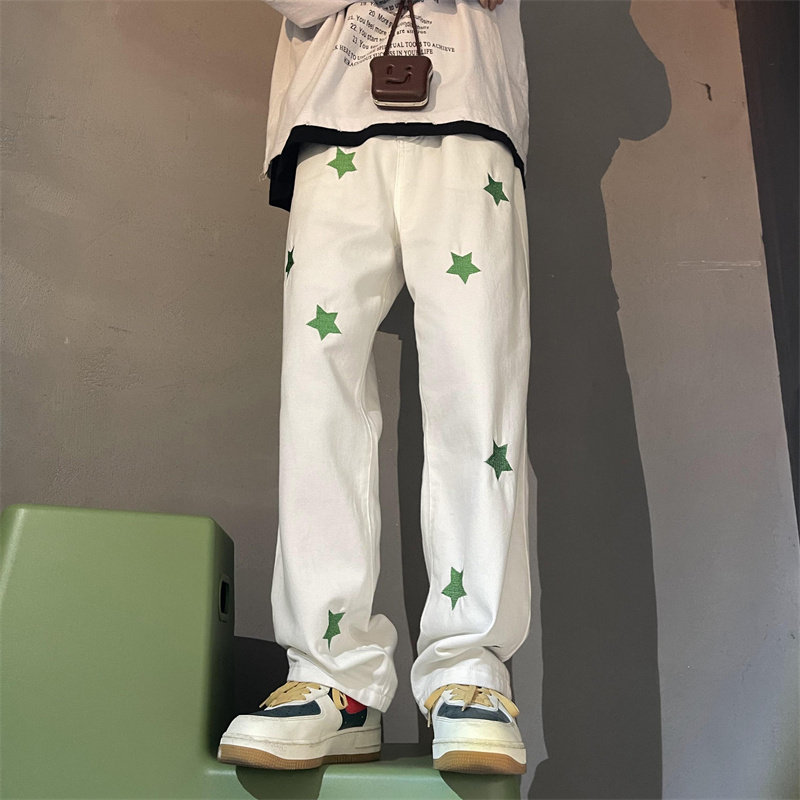 2025春季款星星刺绣宽松直筒牛仔裤805-D13-P60-控78,男装牛仔裤,星座809B（原星座805）
