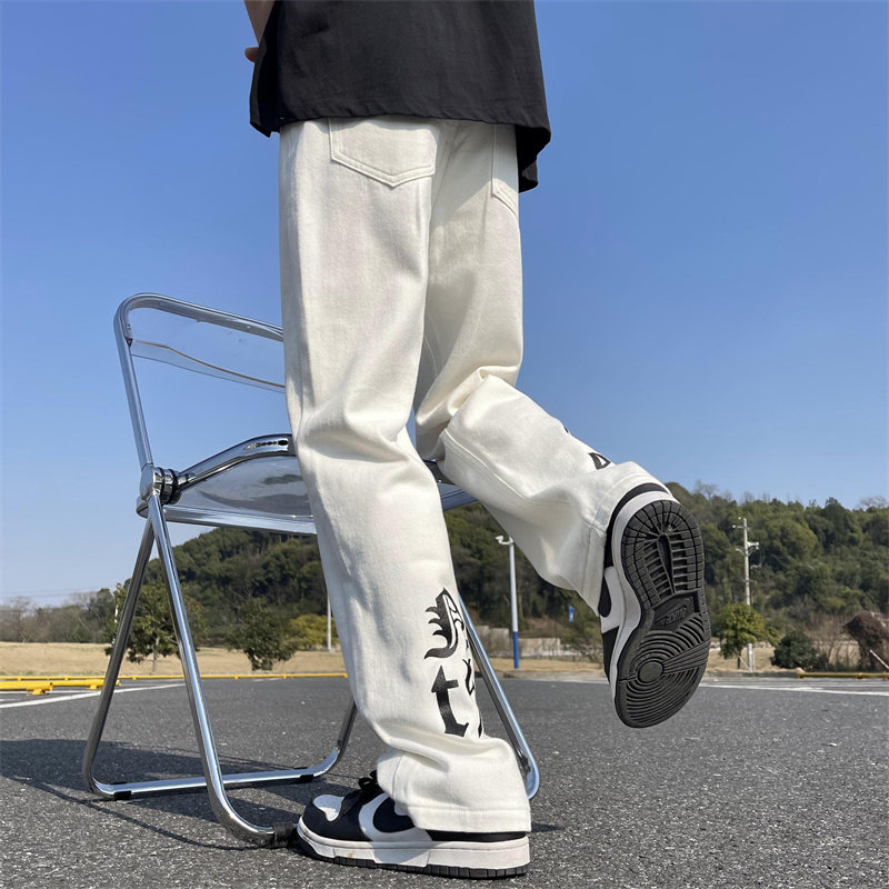 2025春季新款！宽松直筒印花牛仔裤809B-D32-P55控68,男装牛仔裤,星座809B（原星座805）