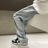 2025春季新款喷漆烫钻宽松直筒牛仔裤805-D28-P60控78，男装牛仔裤，星座809B（原星座805）