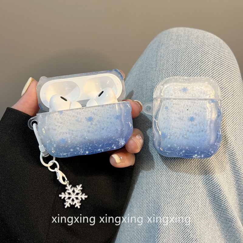 ins秋冬晕染蓝色雪花适用airpods4苹果保护套蓝牙airpodspro3耳机壳2代,3C数码配件,耳机保护套,淘宝优惠券,粉丝福利购,淘宝优惠卷