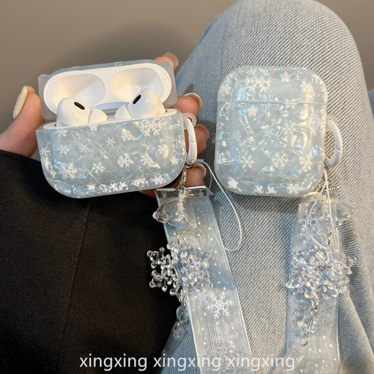 秋冬贝壳纹白色雪花星星适用苹果蓝牙airpods4保护套pro2代3代耳机壳,3C数码配件,耳机保护套,淘宝优惠券,粉丝福利购,淘宝优惠卷