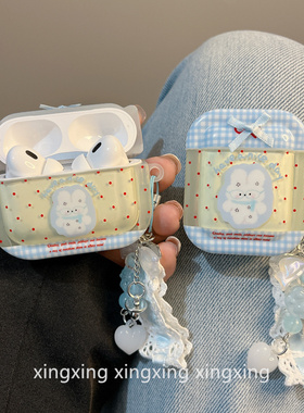 ins可爱蓝色蝴蝶结兔子适用airpods4苹果保护套蓝牙airpodspro3耳机壳2代