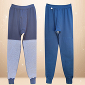 男士 纯棉中老年人宽松内穿保暖秋冬季 老式 加护膝秋裤 加厚棉毛衬裤