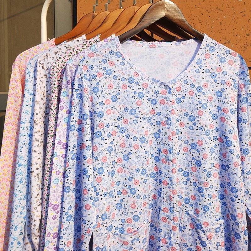 WOMENS COTTON LOOSE LONG-SLEEVED CARDIGAN COTTON MIDDLE-AGED AND ELDERLY PEOPLE PLUS-SIZE FATTENING PLACKET BOTTOMING AUTUMN COAT LINE COAT