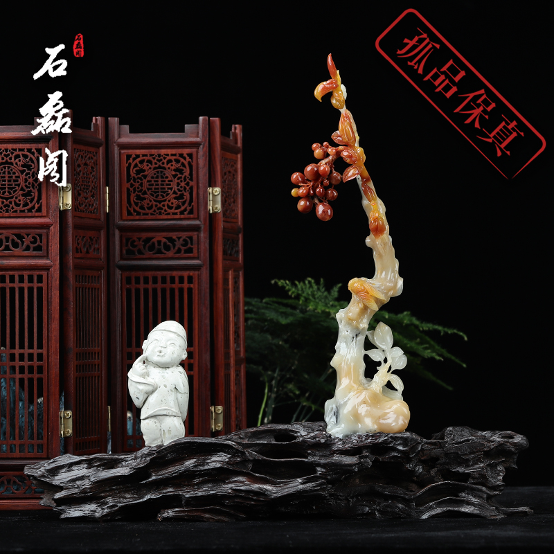 《听蝉》寿山石花坑石结晶芙蓉石 玄关客厅摆件 中秋送礼佳品