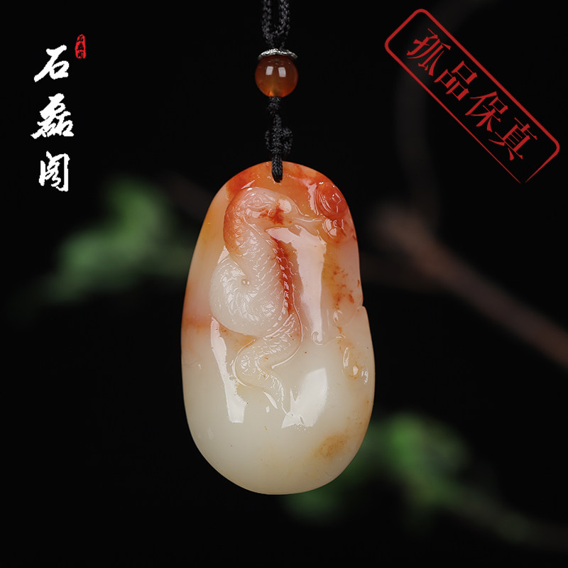 《生肖蛇》寿山石千禧芙蓉石 挂件吊坠 男女项链 手工雕刻 礼品