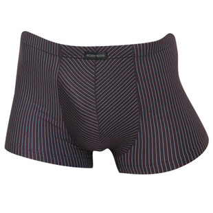 依之舍男士中腰粘纤平角裤衩单层前档条纹青年大码透气短潮内裤头