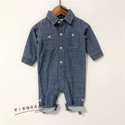 Đàn ông và phụ nữ mùa xuân và mùa thu dài tay cotton hai lớp denim mềm mại jumpsuit bé romper romper tuổi trang phục quần áo - Áo liền quần