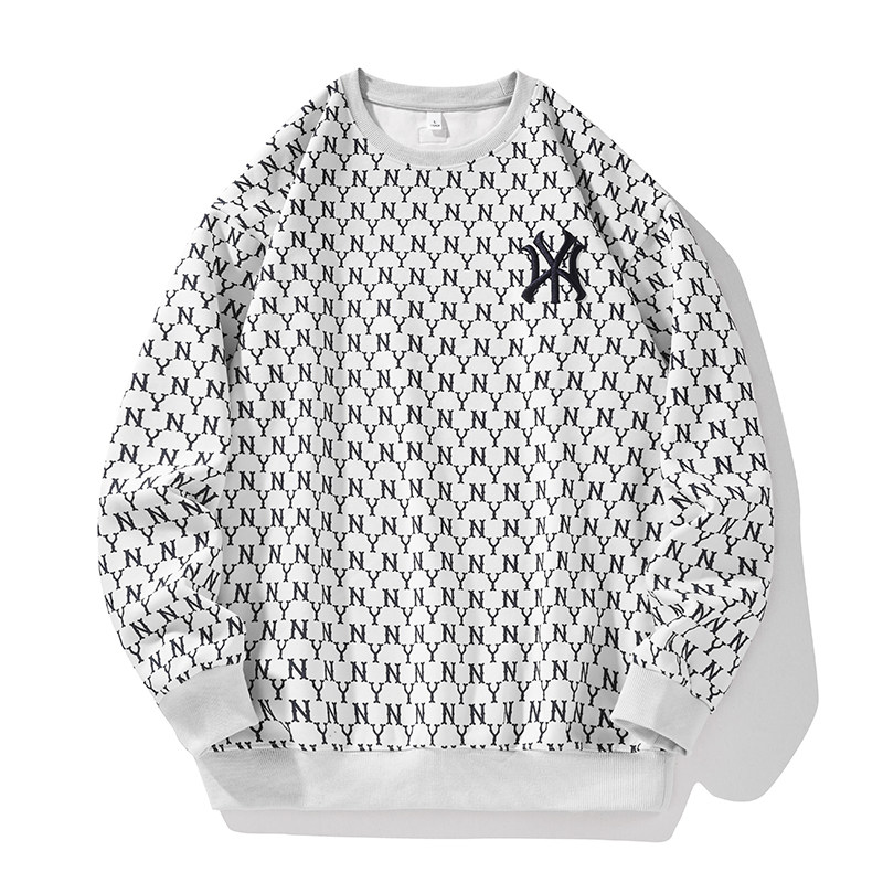 棉质刺绣满印圆领卫衣秋季长袖青少年学生情侣潮流上衣男女款T恤