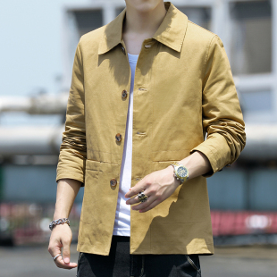 2025秋冬新款休闲纯棉外套男西服修身中青年小西装单排扣潮流夹克