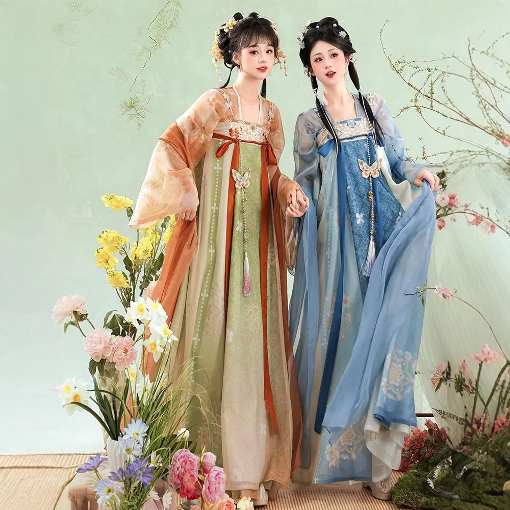 原创唐制汉服女2026新款对襟衫齐胸破裙日常仙气夏季姐妹闺蜜套装