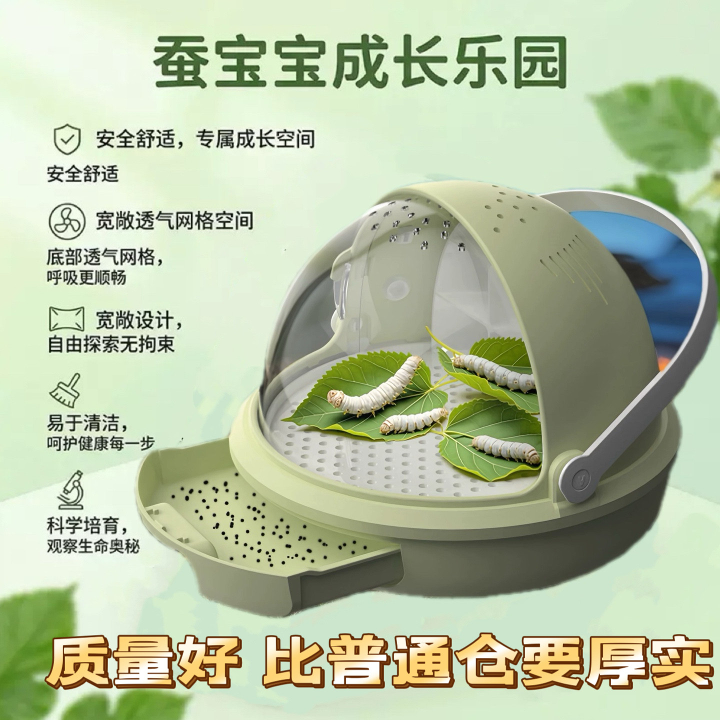 蚕宝宝学生养蚕套餐太空舱活体幼虫蚕卵套装全套工具饲养盒彩色