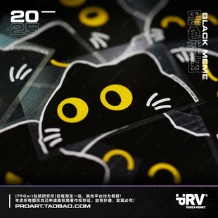 PRV®原创2025 可爱小黑猫 meme网红车贴 摩托车汽车户外防水贴纸