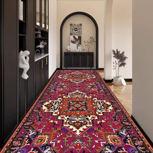 垫子铺地客厅地毯可折叠走廊地毯防滑长廊地垫民族风地毯喜庆