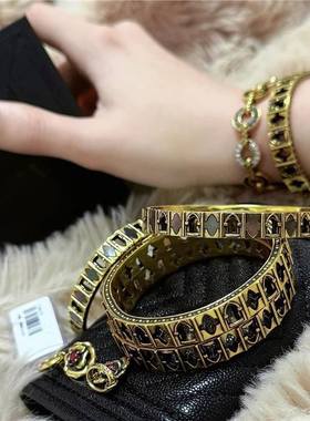 国潮黑金色手镯女镯子曙光B原创新款高颜值精致手环