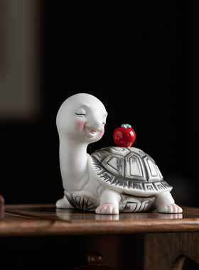 陶瓷可爱卡通小乌龟摆件精品茶玩茶台桌面庭院鱼缸造景盆景装饰品