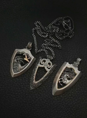 复古镂空箭头吊坠民族风云挂坠金飞鸟丝线雕花唐草中国风泰银挂件