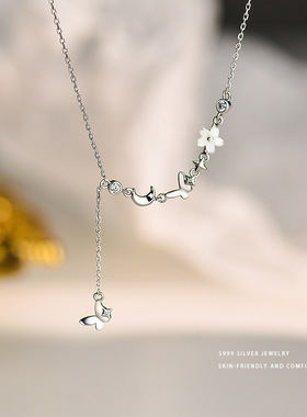 银蝶舞锁骨链，仙女百搭风