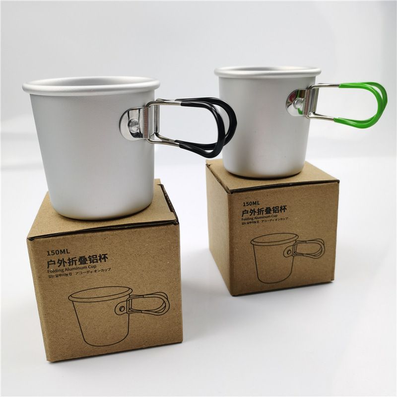 户外野营折叠铝杯咖啡杯马克杯铝合金啤酒杯露营水杯茶杯口杯