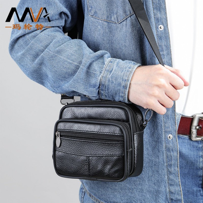 男士真皮单肩包牛皮斜挎包小挎包休闲挂包多功能男包商务皮带腰包