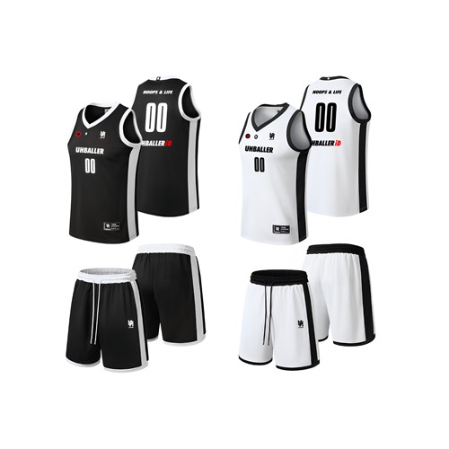 UHBALLER美式篮球服套装iD团队定制窄肩比赛服速干透气三件套球衣