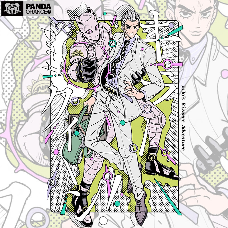 jojo的奇妙冒险联名t恤不灭钻石吉良吉影杀手皇后学生短袖情侣装