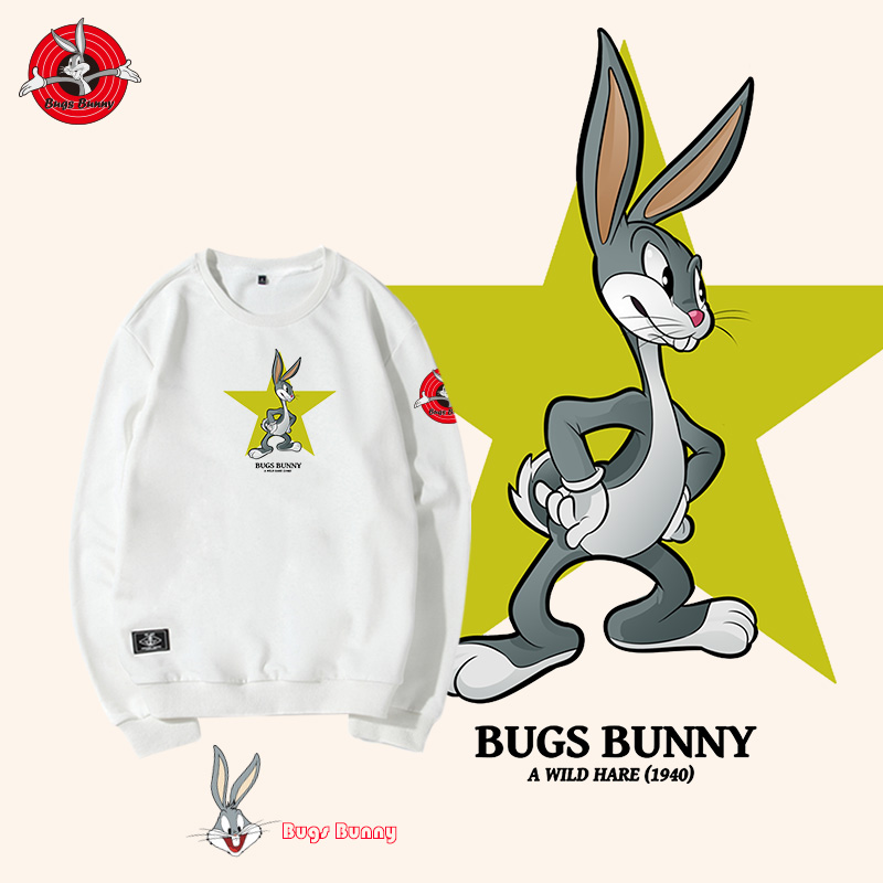 2019秋季薄款可爱卡通长袖T恤男定制动漫宽松印花ins兔八哥卫衣女