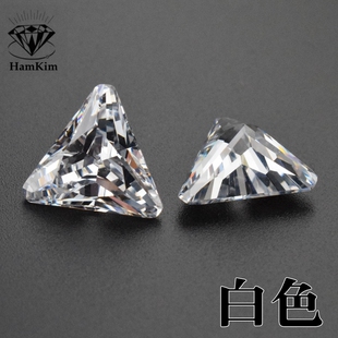 3A白色三角形3X3-10X10mm倒角宝石裸石锆石 尖底钻戒指耳钉未镶嵌