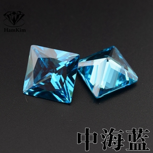 中海蓝宝石正方公主四方宝石锆石裸石耳钉戒指首饰镶嵌主石托帕石