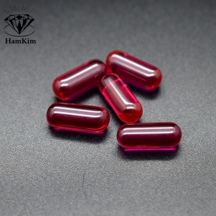 红宝石色圆柱子6 合成红宝diy首饰镶嵌配石 15mm胶囊状红刚玉ruby