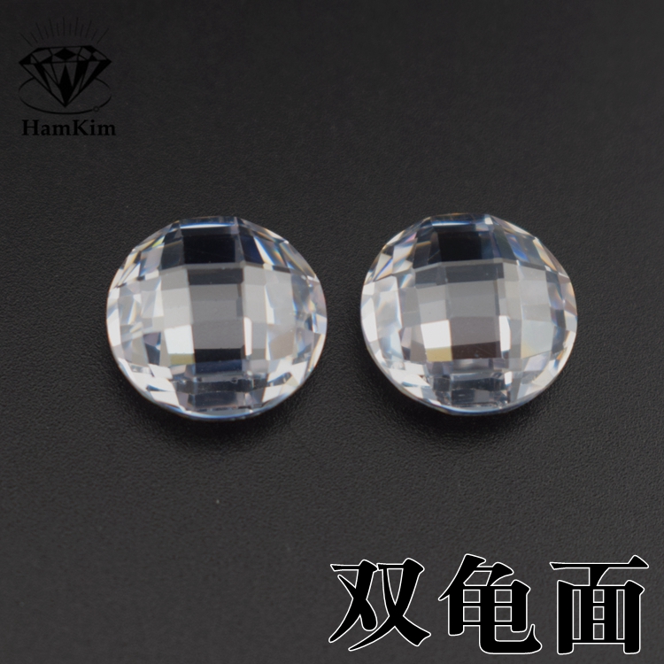 圆形CZ宝石双龟面双格子面锆石