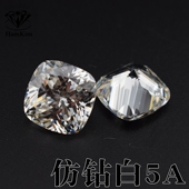 5A闪亮仿钻白色枕形肥方垫形米黄1克拉宝石裸石 戒指吊坠耳钉未镶