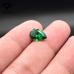 纳米祖母绿宝石水滴梨形粉融水晶石戒指戒面吊坠未镶嵌男女情侣款