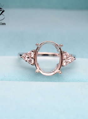 925银椭圆蛋形戒指10镀白金