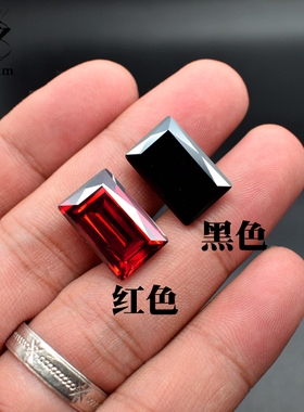 diy大红色长方形裸石闪亮戒面
