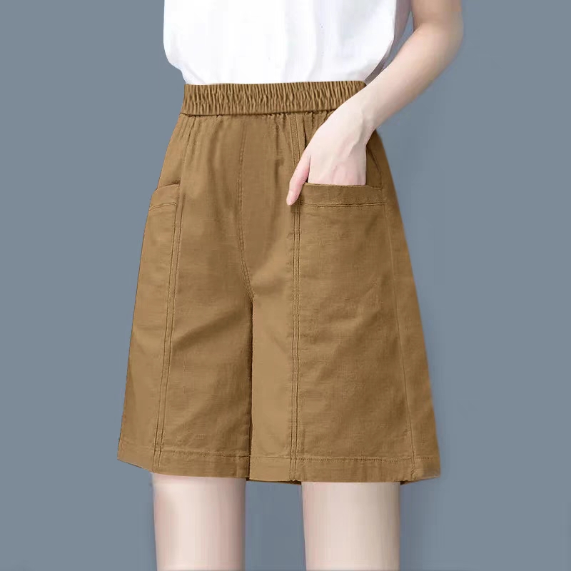 休闲女士夏季大码纯色显瘦短裤新款百搭简约时尚欧货洋气减龄裤子