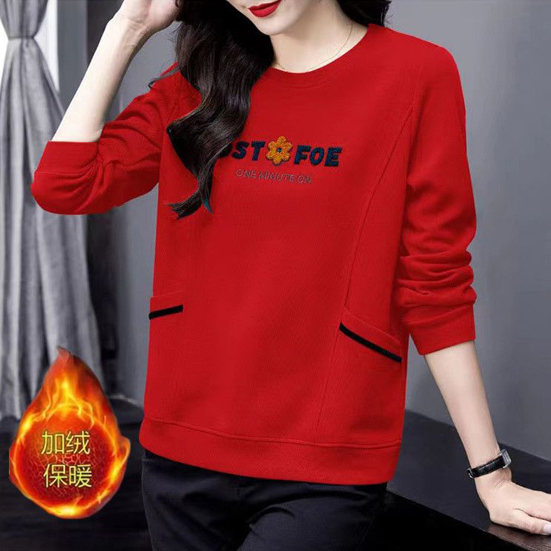 加绒加厚长袖卫衣女宽松秋冬保暖