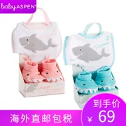 BabyAspen cá mập baby bib cotton nước bọt khăn sơ sinh giày bé hộp quà tặng 0-9 tháng - Bộ quà tặng em bé