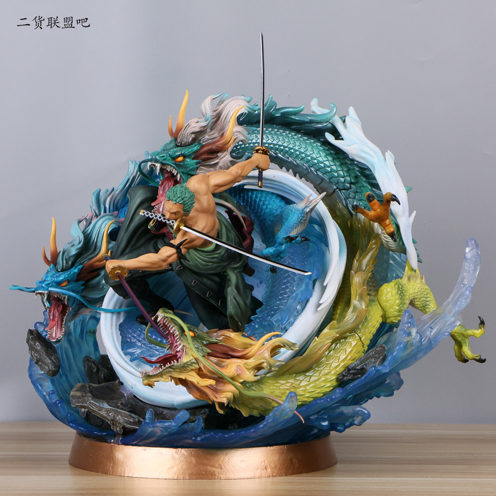 海贼王 黑珍珠 草帽团共鸣 三龙龙卷风 三刀流索隆gk手办模型雕像
