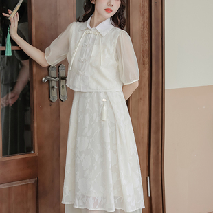 新中式改良旗袍连衣裙女装春夏季今年新款国风汉服元素长裙子套装