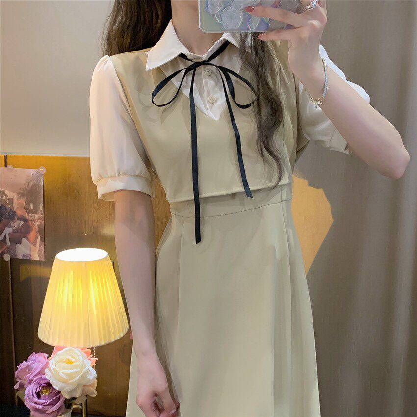 雪纺裙连衣裙少女夏装2025新款初中高中学生仙女超仙森系甜美裙子