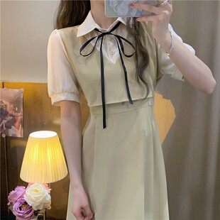 雪纺裙连衣裙少女夏装今年新款初中高中学生仙女超仙森系甜美裙子